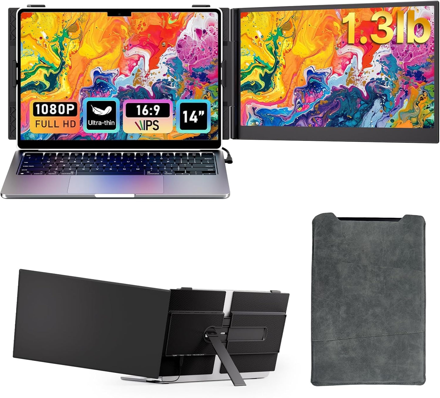 Laptop Screen Extender - Ultra-Thin 14in FHD Dual Monitor