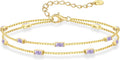 Birthstone Bracelets for Women Double Layer Dainty Link Bracelet