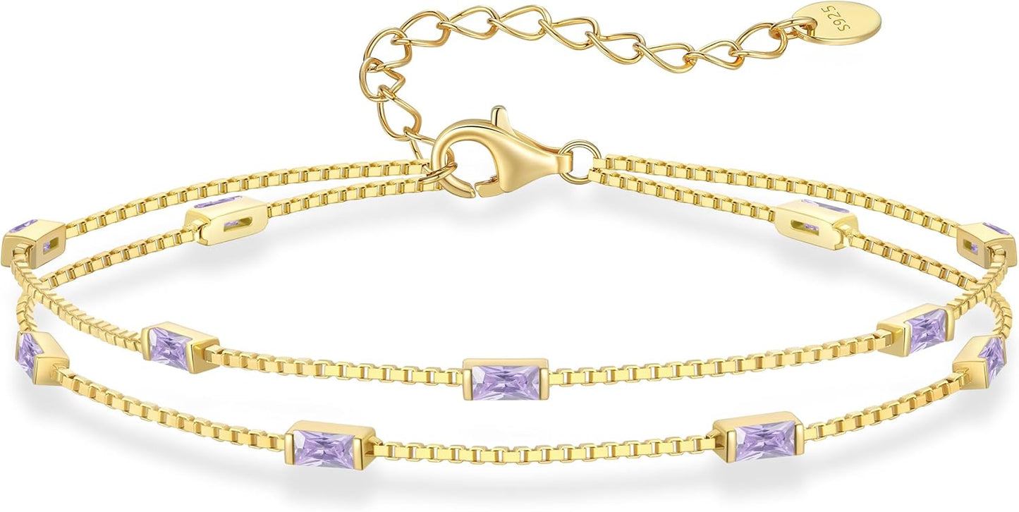 Birthstone Bracelets for Women - Elegant 925 Sterling Silver Jewelry