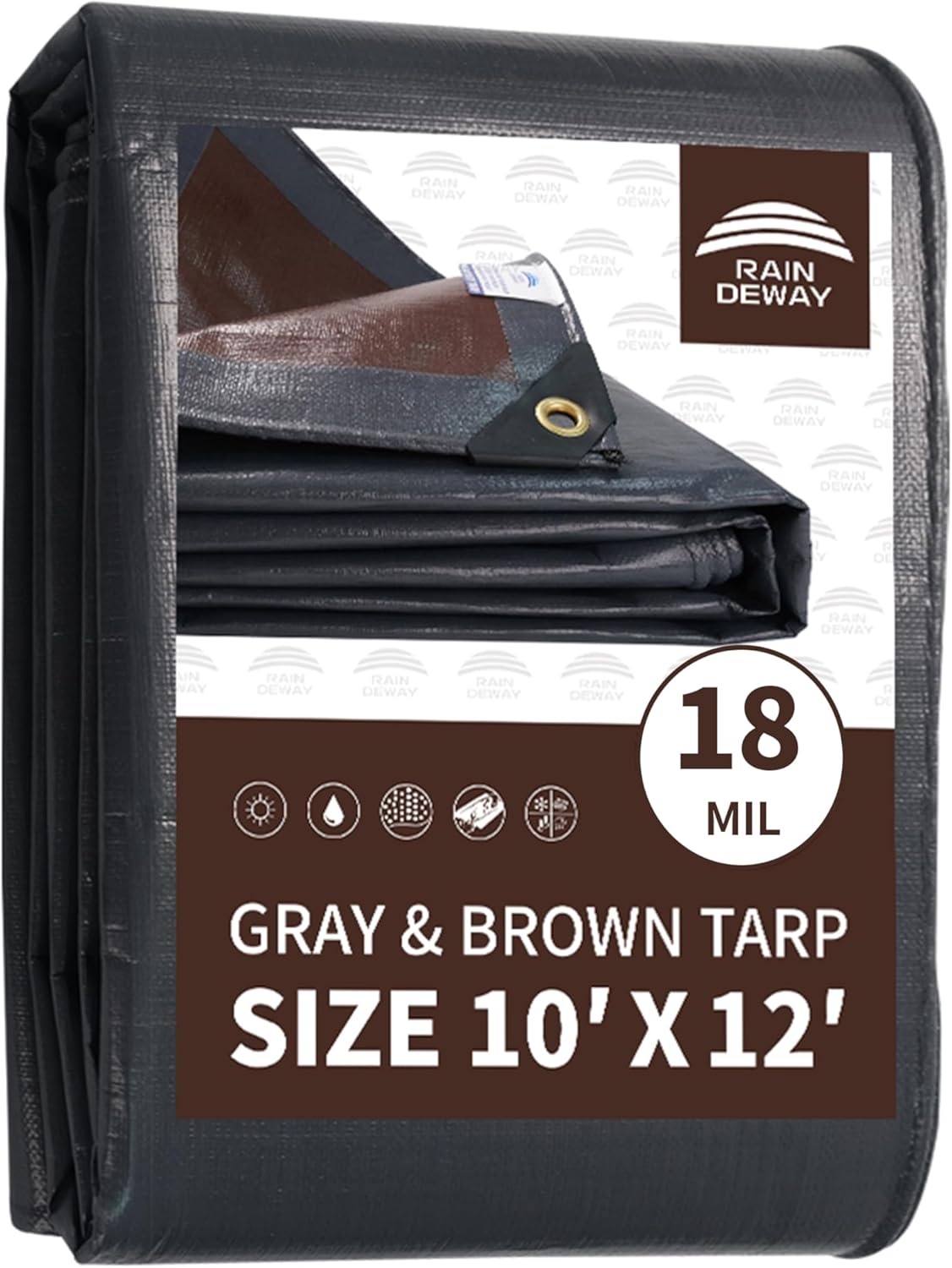 RAINDEWAY 10x12 Feet Super Heavy Duty Tarp for All Weather Needs