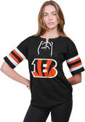 Ultra Game Women's NFL Official Lace Up Tee Shirt Penalty Box