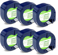 Labelife 6-Pack Black on White Label Tape for DYMO LetraTag - Crisp, Clear Organization