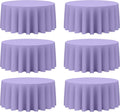 Lavender Round Tablecloth 132 in 6 Pack - Washable Seamless Linen Look