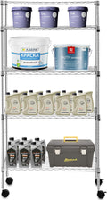 5-Tier Wire Shelf with Wheels 14in x 30in x 60in - Adjustable