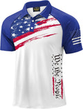Mainfini Men's Short Sleeve Golf Shirt 1776 USA Flag Polo - Breathable