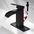 Waterfall Bathroom Faucet Black Matte - Single Handle Vanity Faucet