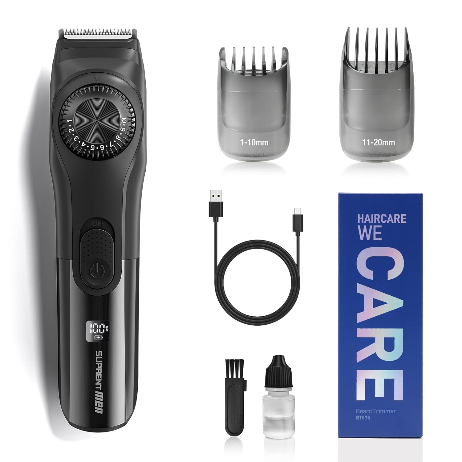 SUPRENT Adjustable Beard Trimmer for Men with Precision Dial