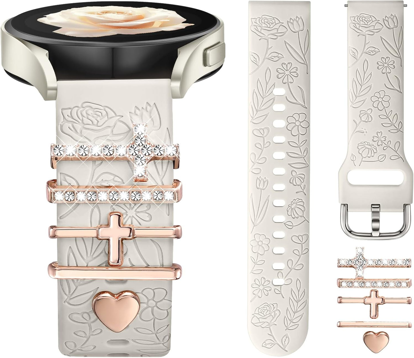 Samsung Galaxy Watch Band with Delicate Flower Engraving
