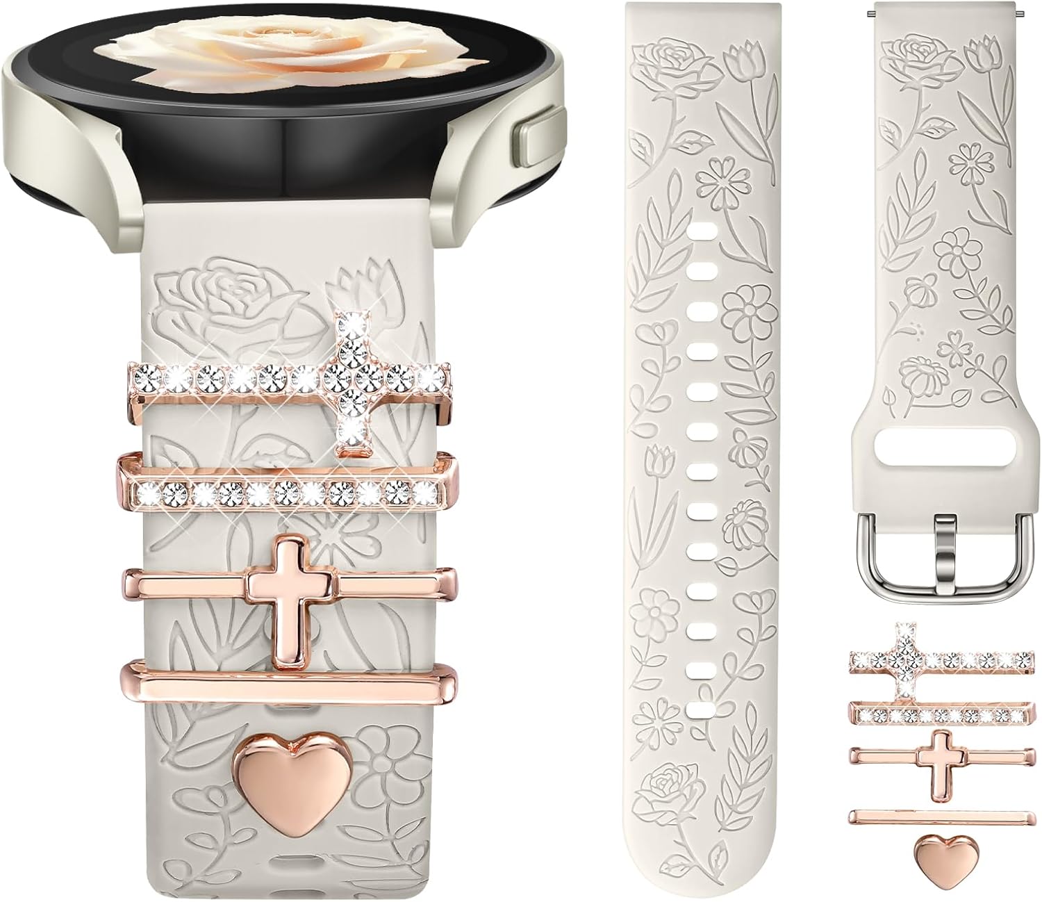 Samsung Galaxy Watch Band with Delicate Flower Engraving