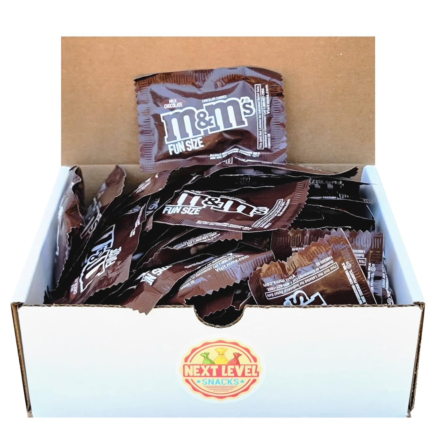 M&M's Milk Chocolate Fun Size Packets Bulk Box for Sharing