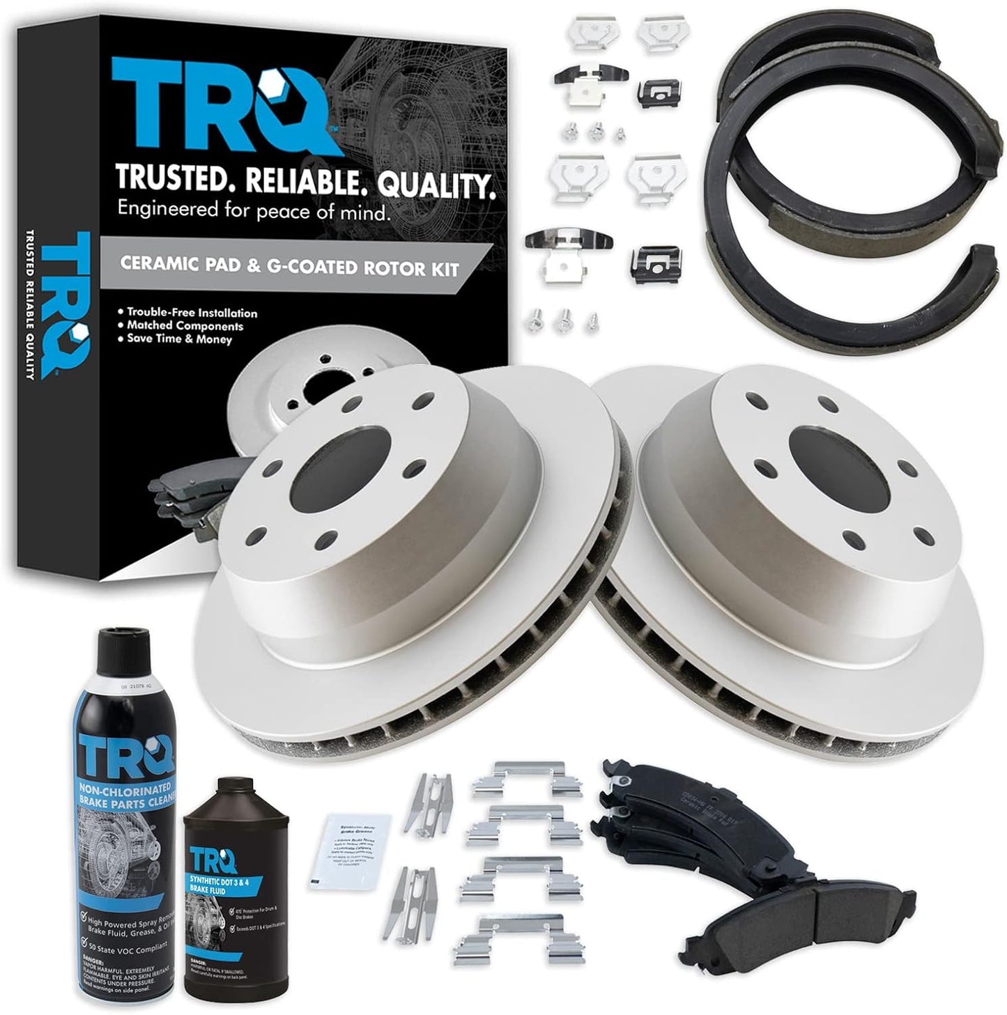 TRQ Rear Brake Pad & Rotor Kit for Cadillac and Chevrolet Vehicles
