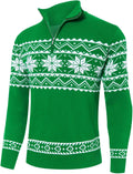 Belovecol Ugly Christmas Mens Quarter Zip Mock Neck Sweater - Slim Fit