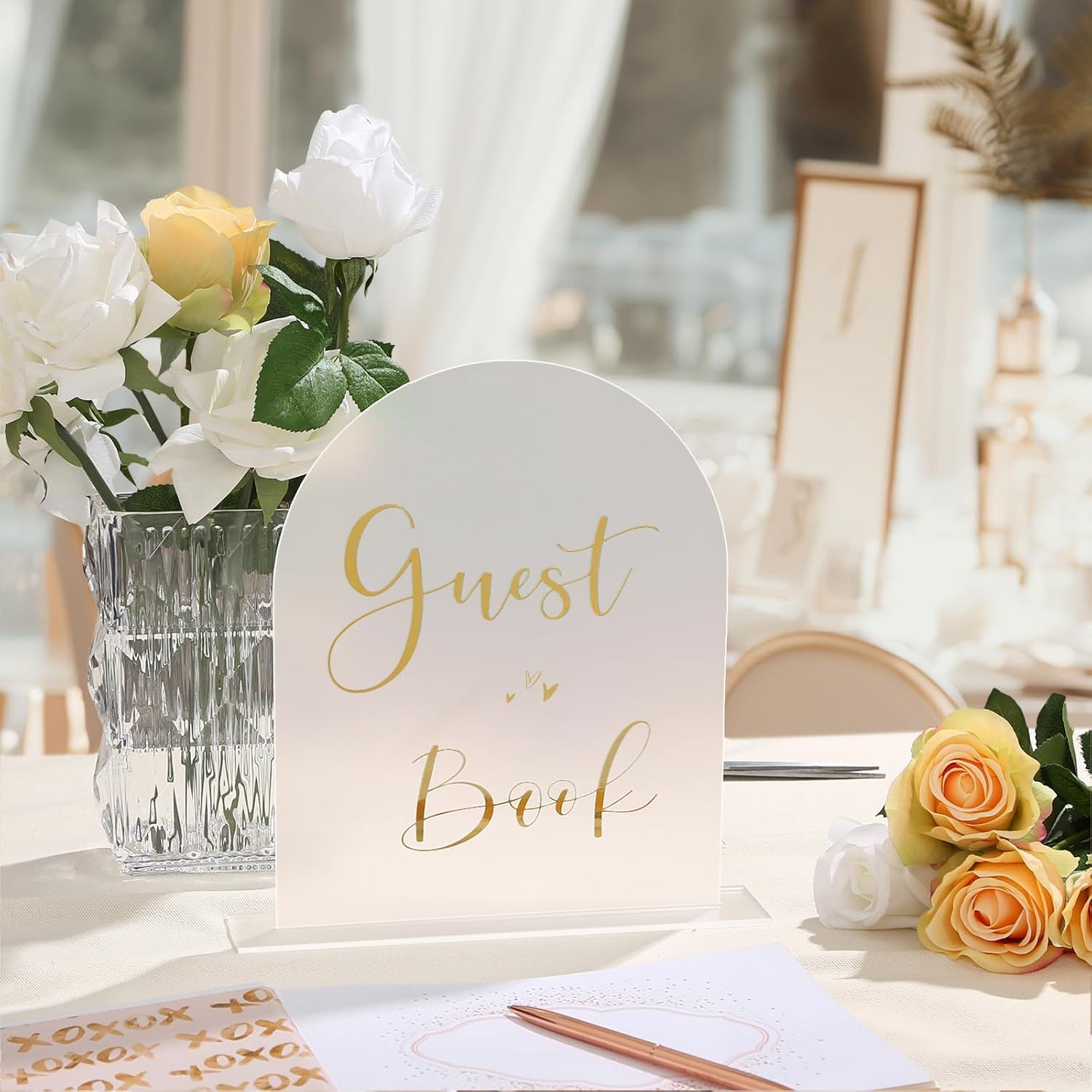 Acrylic 8x10 Frosted Arch Table Sign Set for Weddings and Events