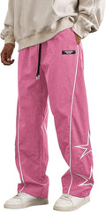 ZAFUL Men's Side Star Casual Pants Y2K Straight Leg - Lightweight Fit