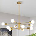 10-Light Gold Sputnik Chandelier Ceiling Light - Height Adjustable