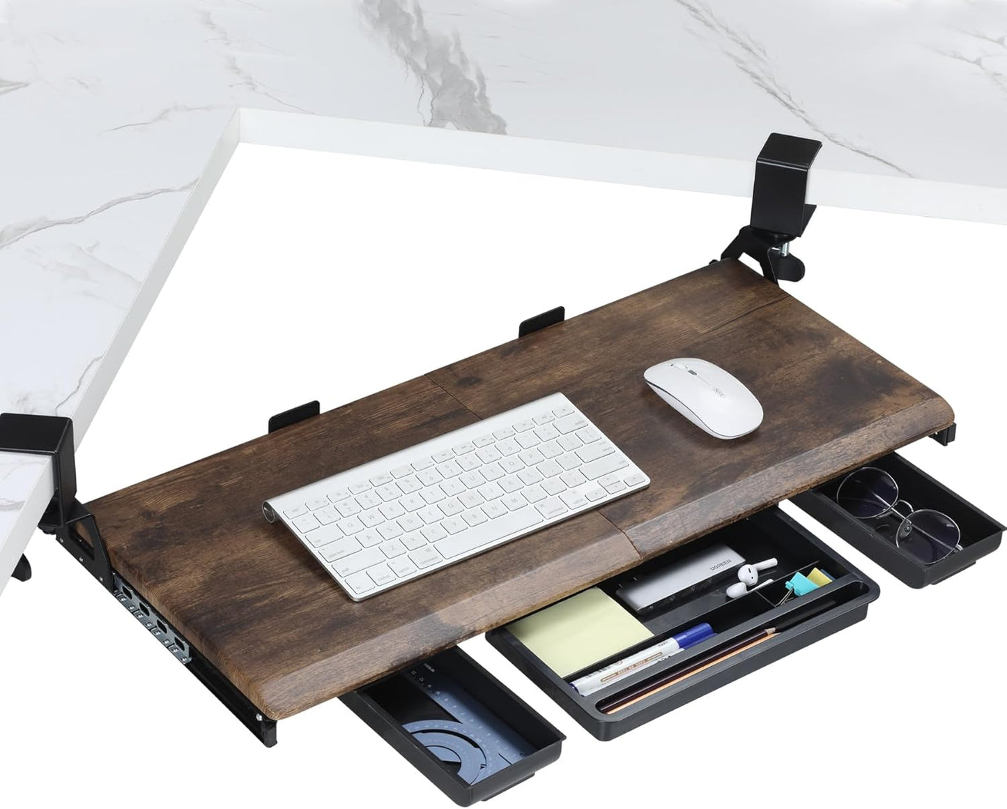 Adjustable Corner Keyboard Tray for L Shape Desk - Easy Install