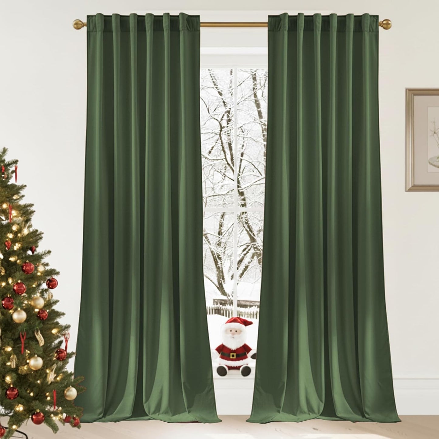 NICETOWN Sage Green Blackout Velvet Curtains for Elegant Spaces
