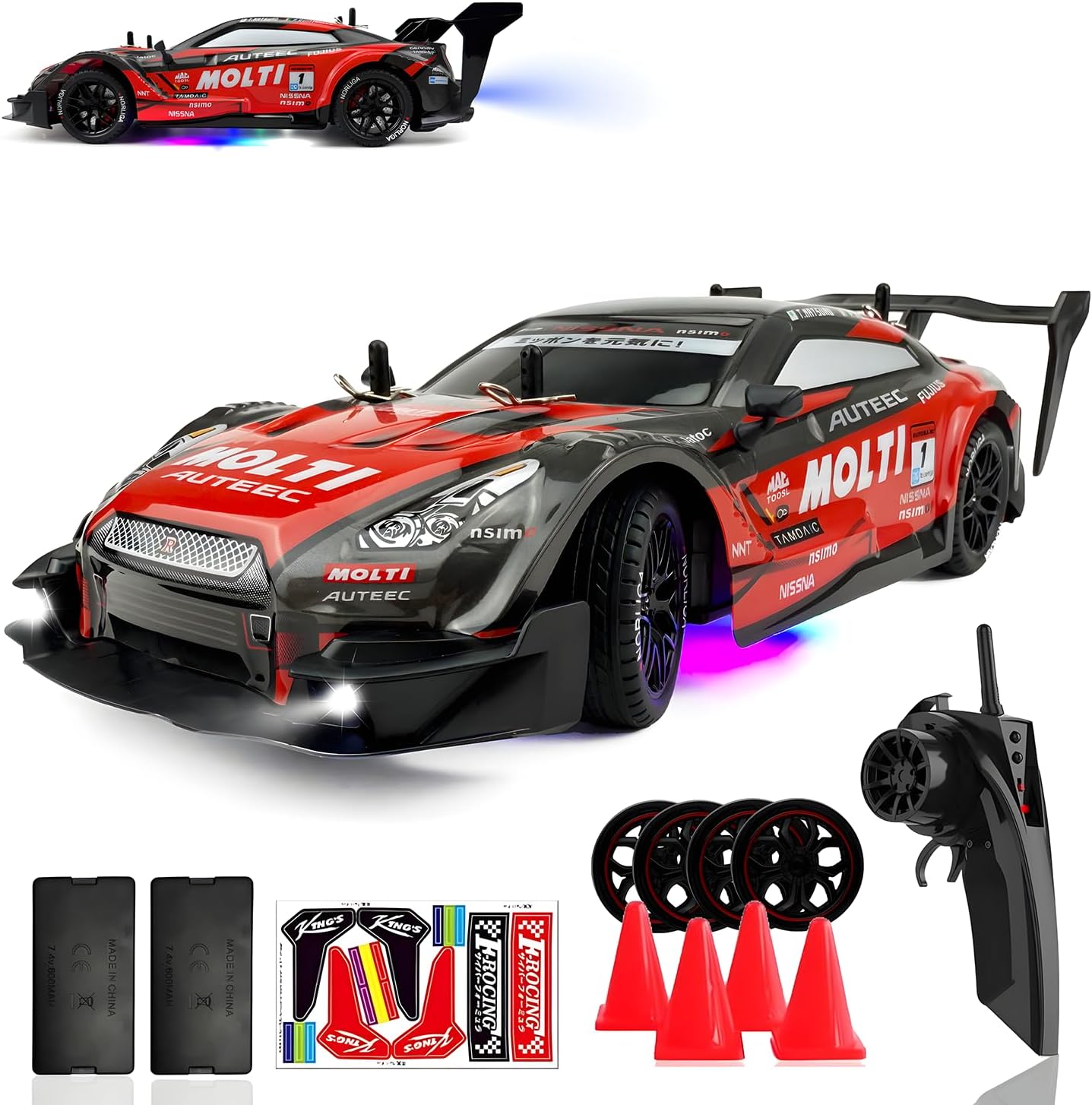 1:16 RC Drift Car with LED Lights and High Speed Fun