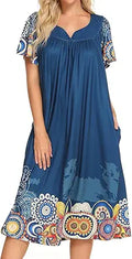 Bloggerlove House Dresses for Women Mumu Duster with Pockets