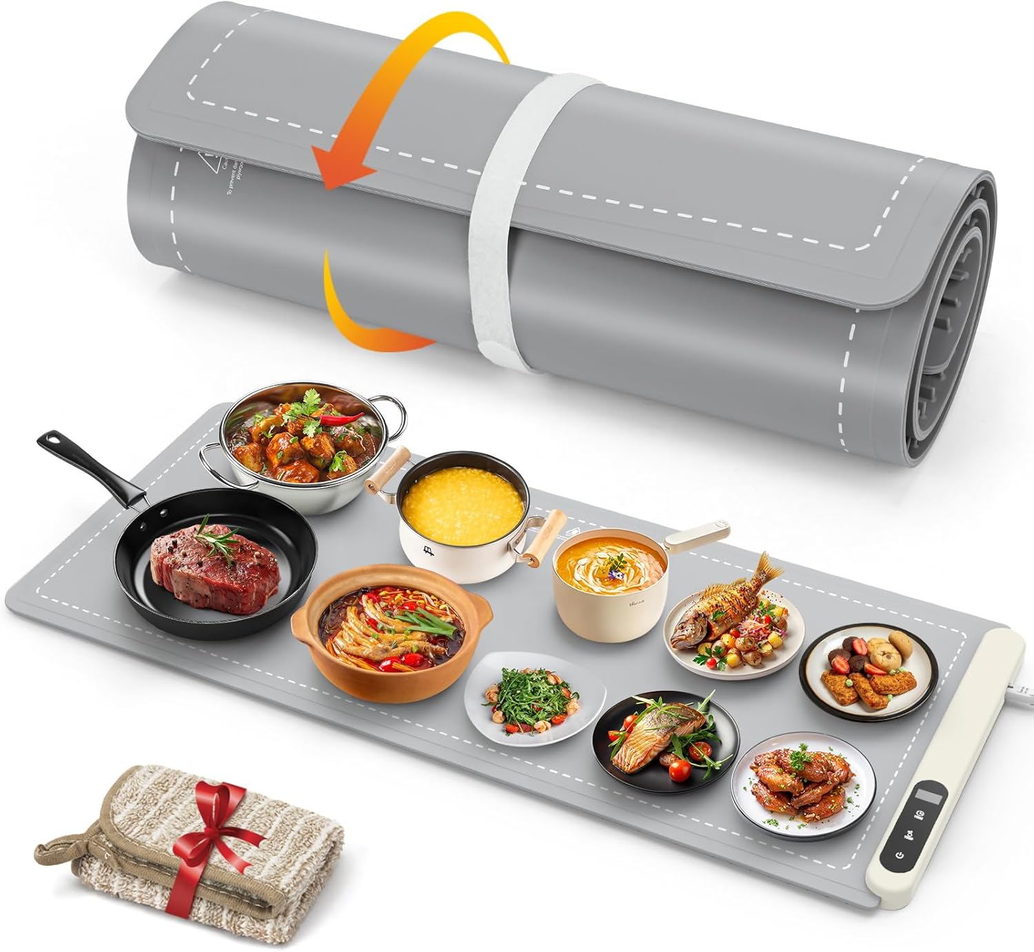 FYY Extra Large Food Warming Mat with 6 Temp Settings and Timer