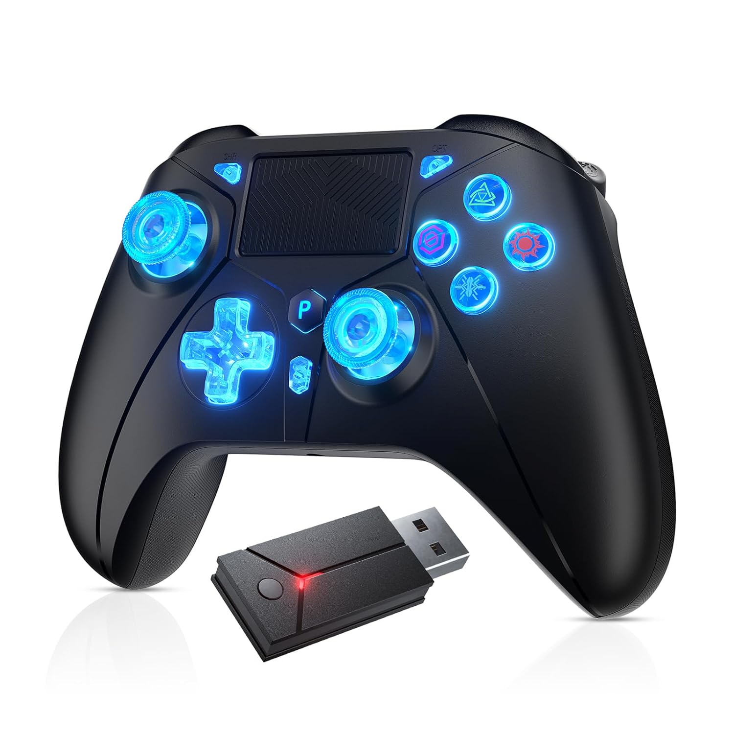 Dinosoo RGB Wireless Controller for PS5 with Adjustable Turbo