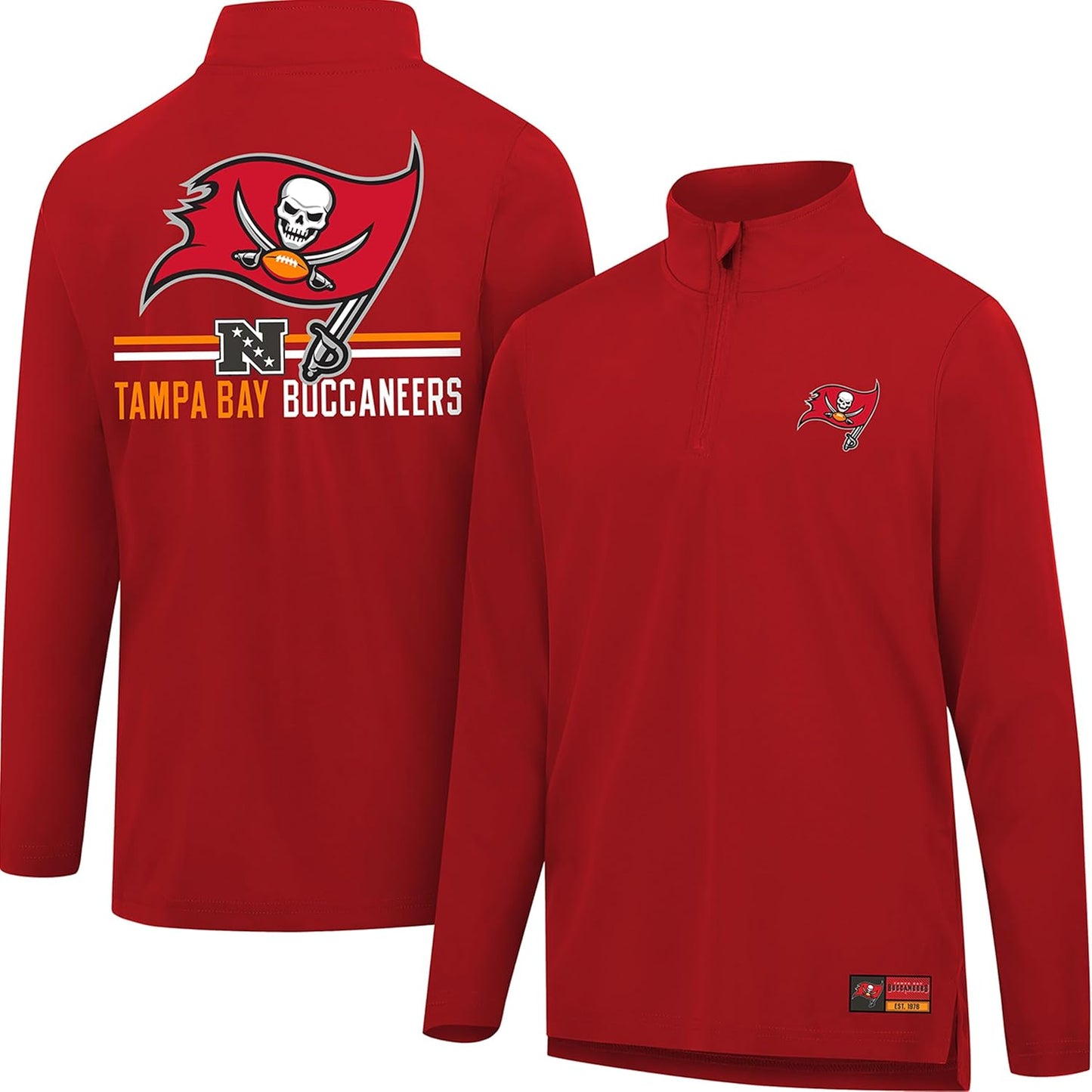 Ultra Game NFL Official Super Soft Quarter Zip Long Sleeve T-Shirt