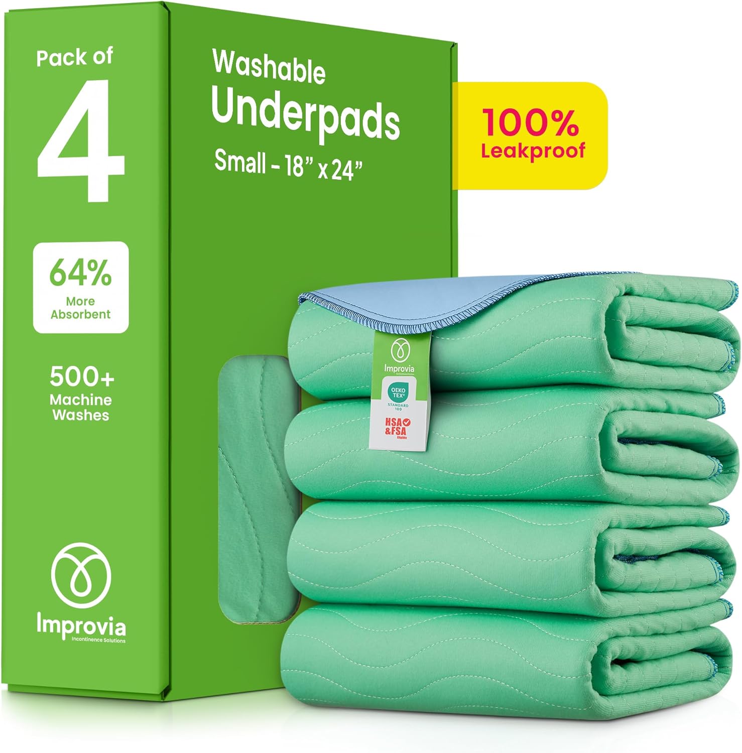 IMPROVIA Washable Underpads - Heavy Absorbency Reusable Protection