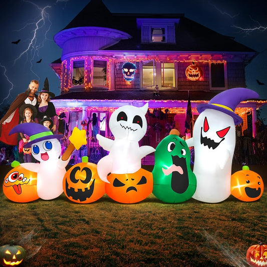 8 FT Halloween Inflatables Ghosts Pumpkins for Outdoor Decor