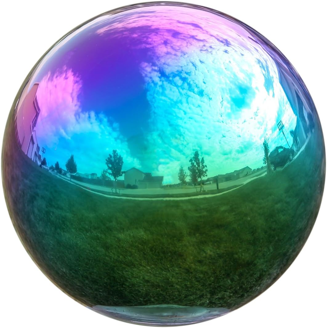 Gazing Globe Mirror Ball in Rainbow Stainless Steel - 10 Inch