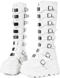Wedge Platform Knee High Boots Womens - Chunky Goth Combat Style
