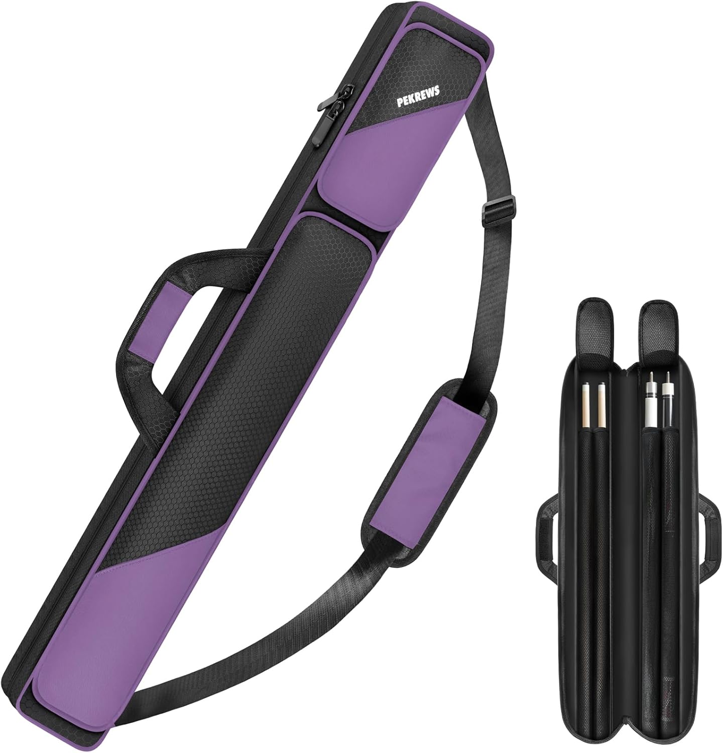 Sturdy Pool Cue Case with Ample Storage for 2 Sticks and Accessories