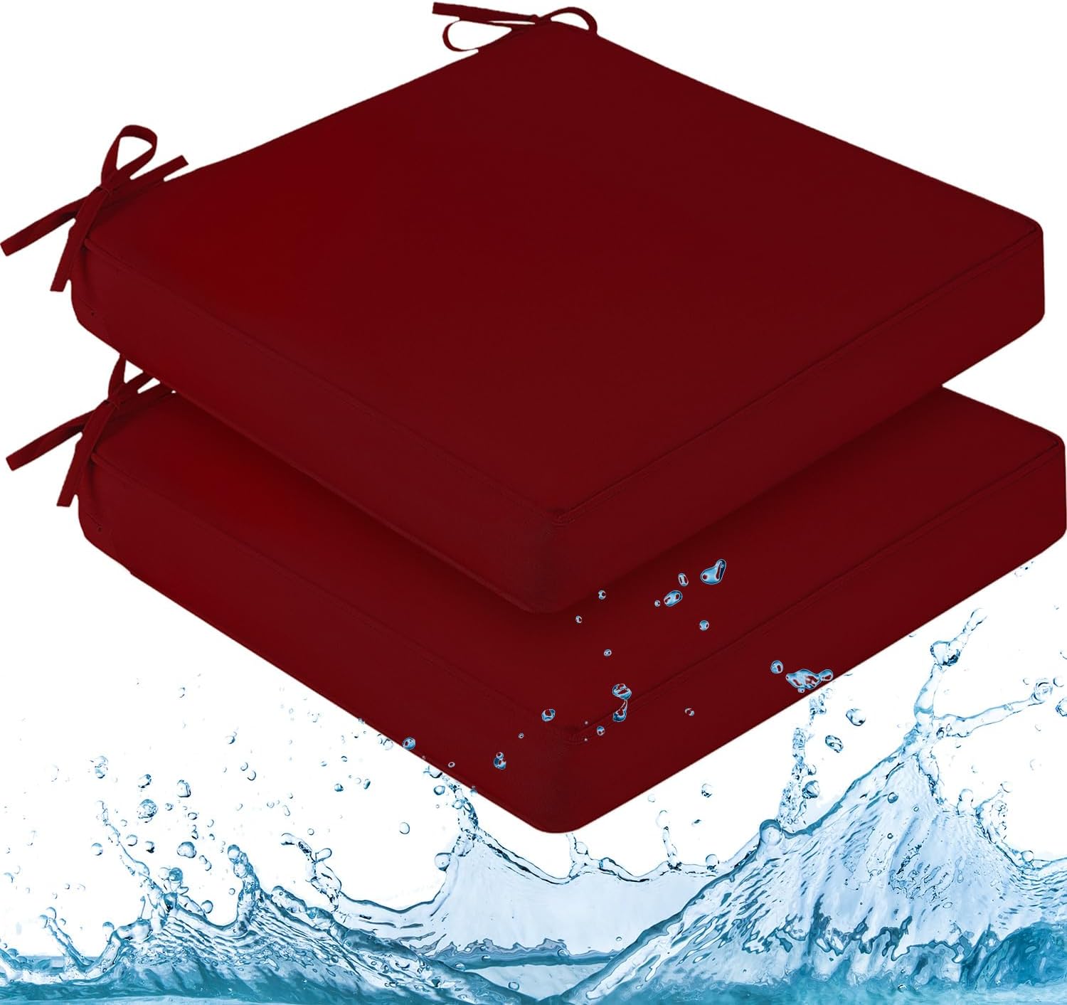 Waterproof Outdoor Chair Cushions for Patio Furniture, 2 Pack
