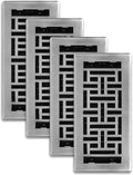Decor Grates 4-Pack AJH410-NKL Oriental Floor Register 4x10 in