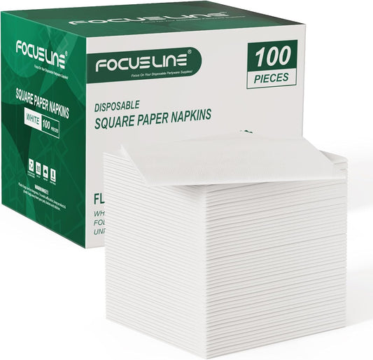 FOCUSLINE 100 Count Linen-Feel Cocktail Napkins - Soft & Absorbent!