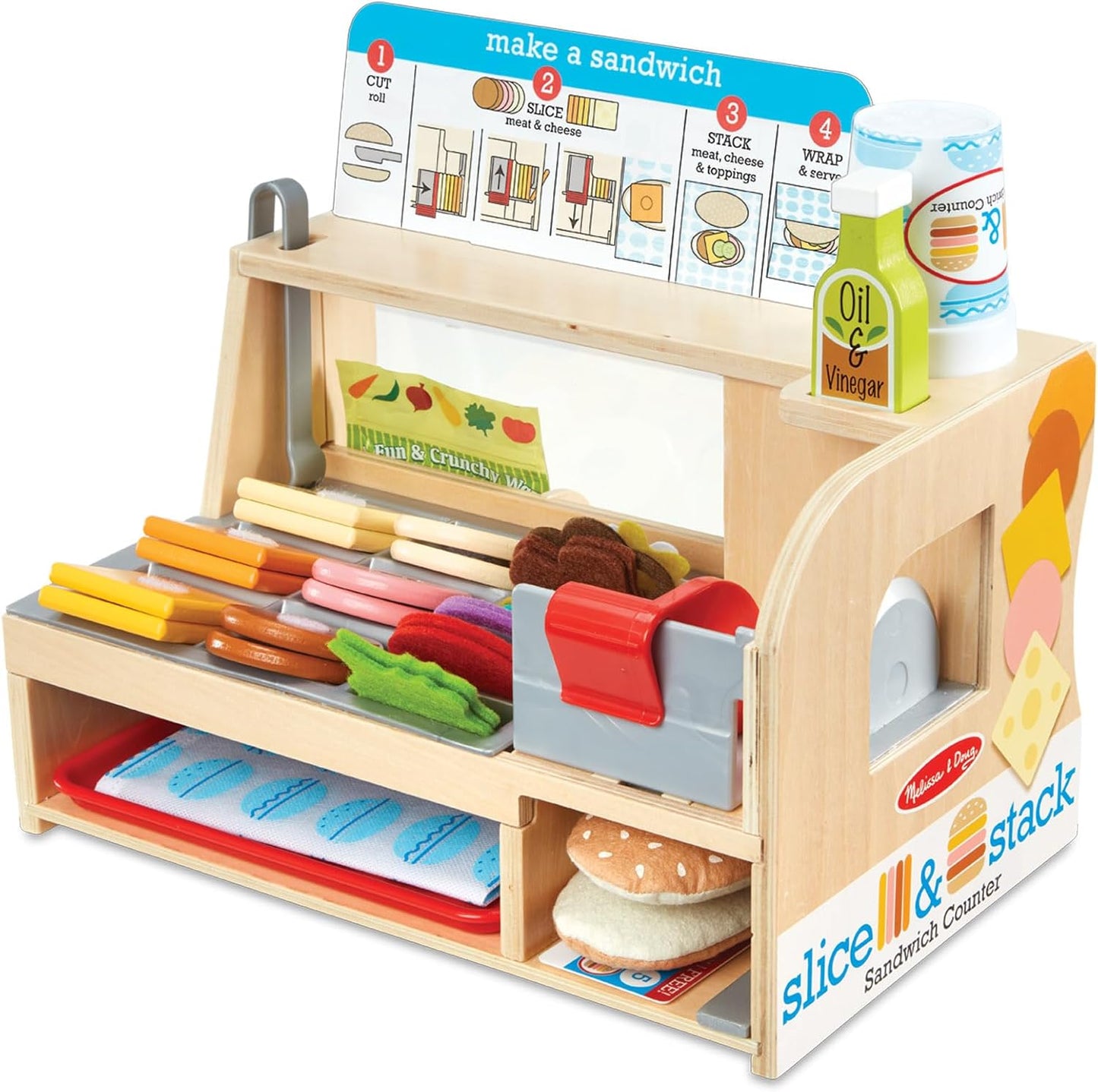 Melissa & Doug Slice-Stack-Serve Wooden Sandwich Counter Playset