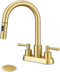 Bathroom Faucet with Pull Out Sprayer Brushed Gold - 2-Handle 360