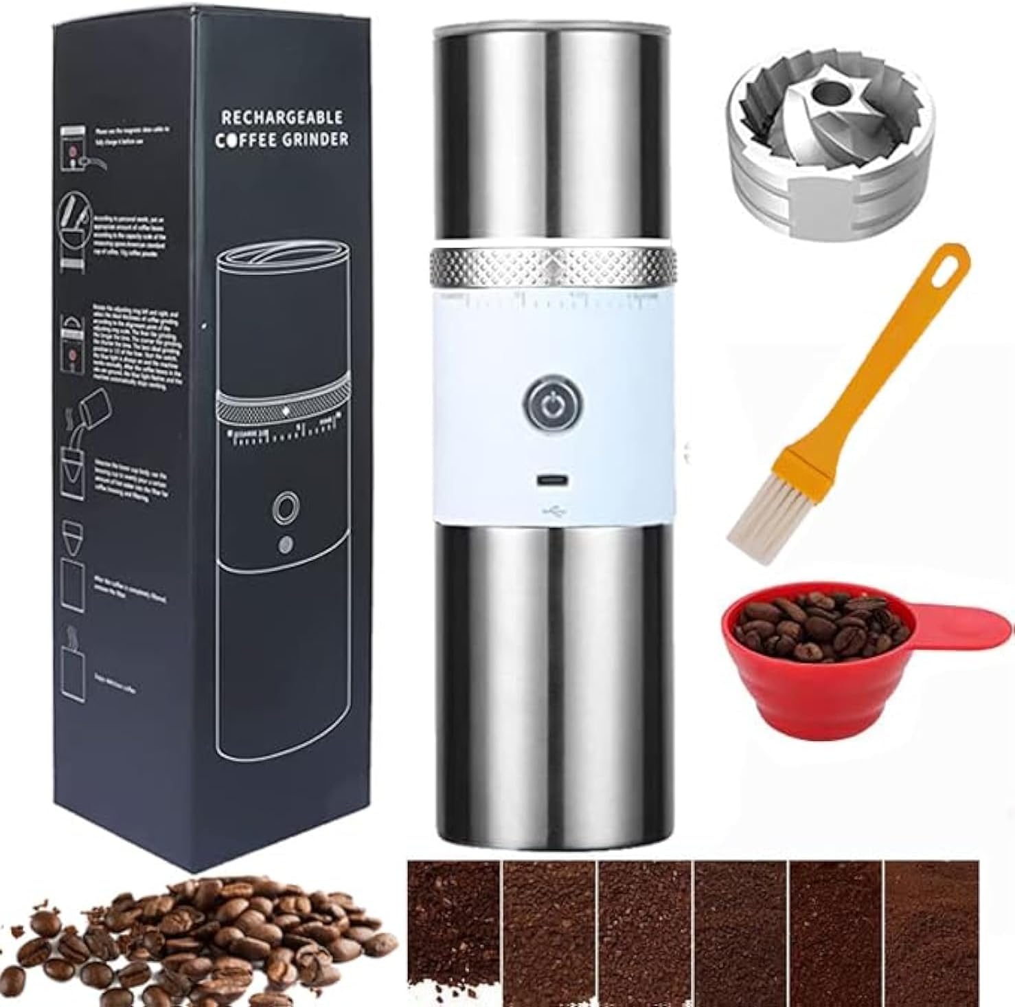 Portable Rechargeable Coffee Grinder with 15 Grind Settings