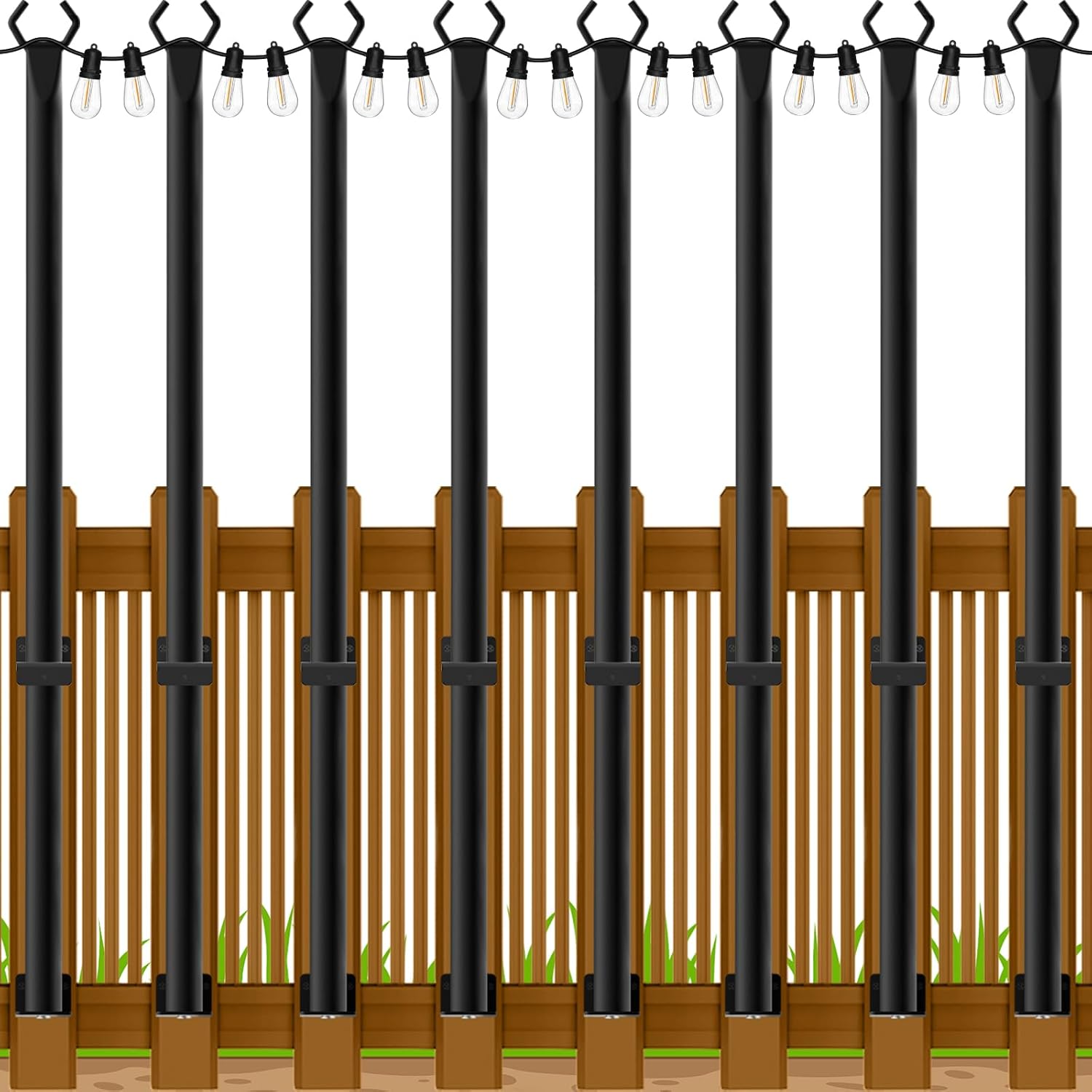 8 Pack 5Ft String Light Poles for Outdoor Decor and Events