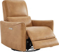 CHITA Swivel Glider Recliner: Lumbar Support, Cognac Brown