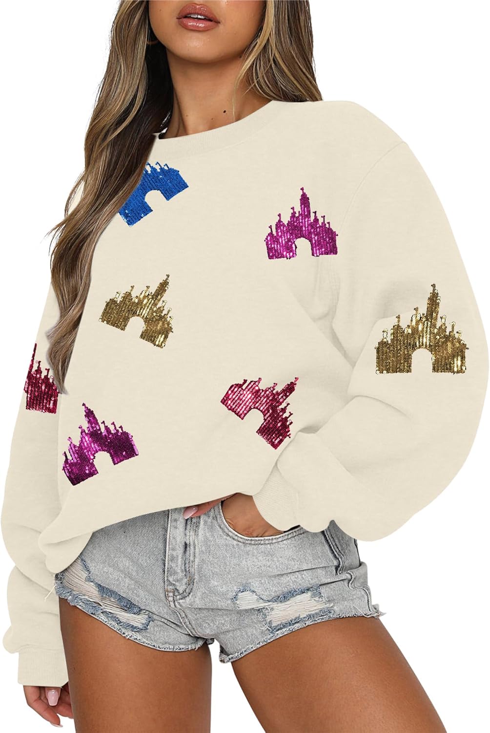 Colorful Bow Graphic Sweatshirt - Holiday Magic!