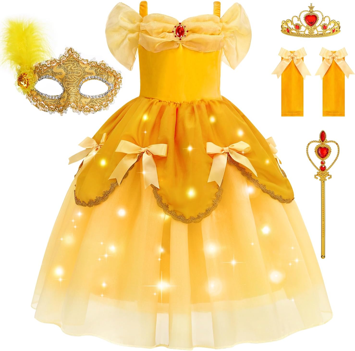 Light Up Princess Dress for Girls - Magical Yellow Costume