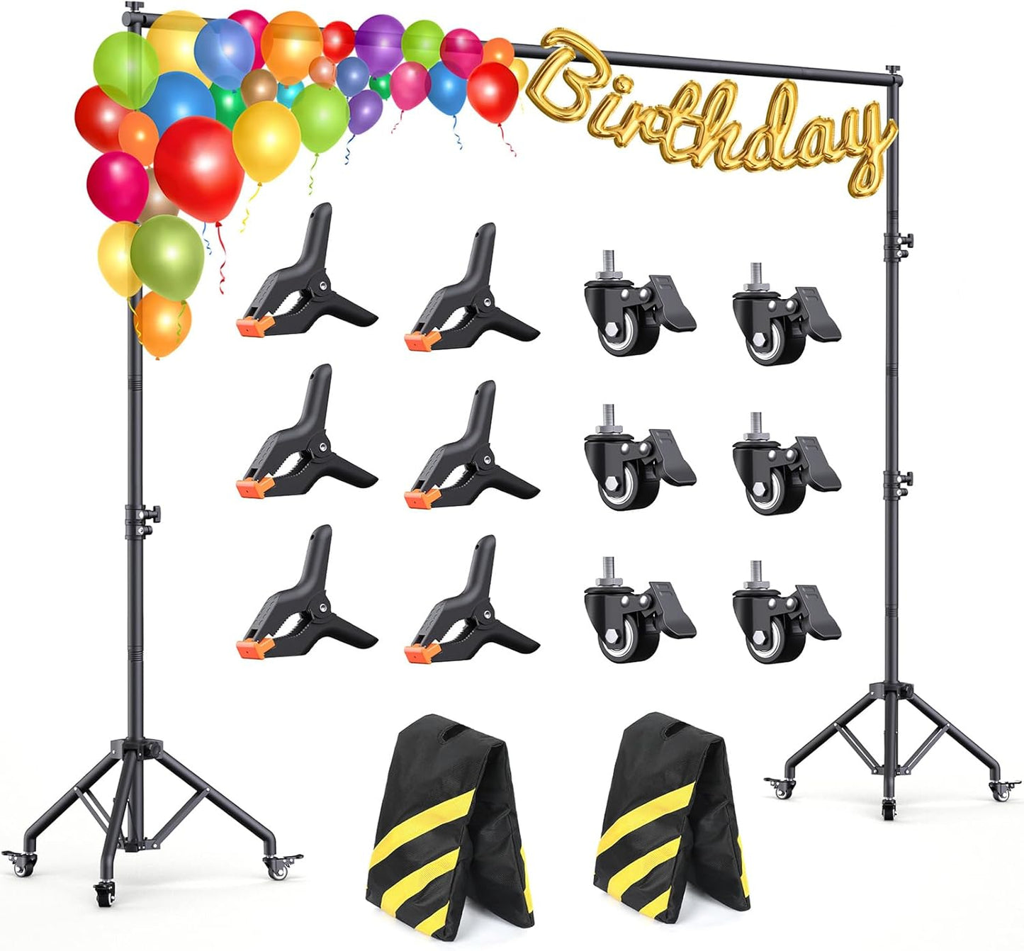 Backdrop Stand with Wheels 10x7.5Ft for Easy Photography Setup