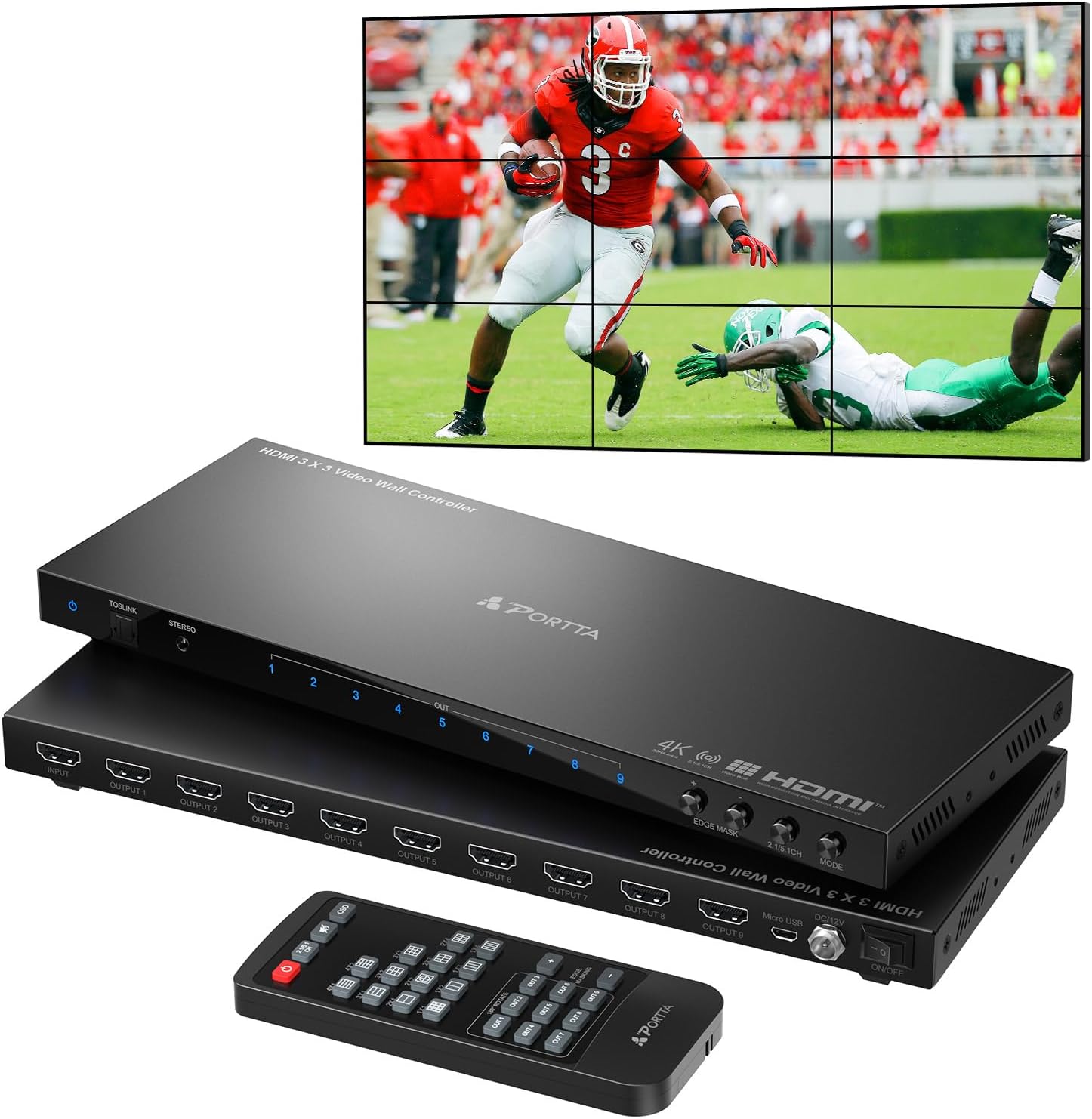 PORTTA Video Wall Controller 3x3 4K with 19 Display Modes