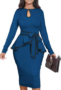 Women's Bodycon Vintage Dresses - Elegant Peplum Work Dress