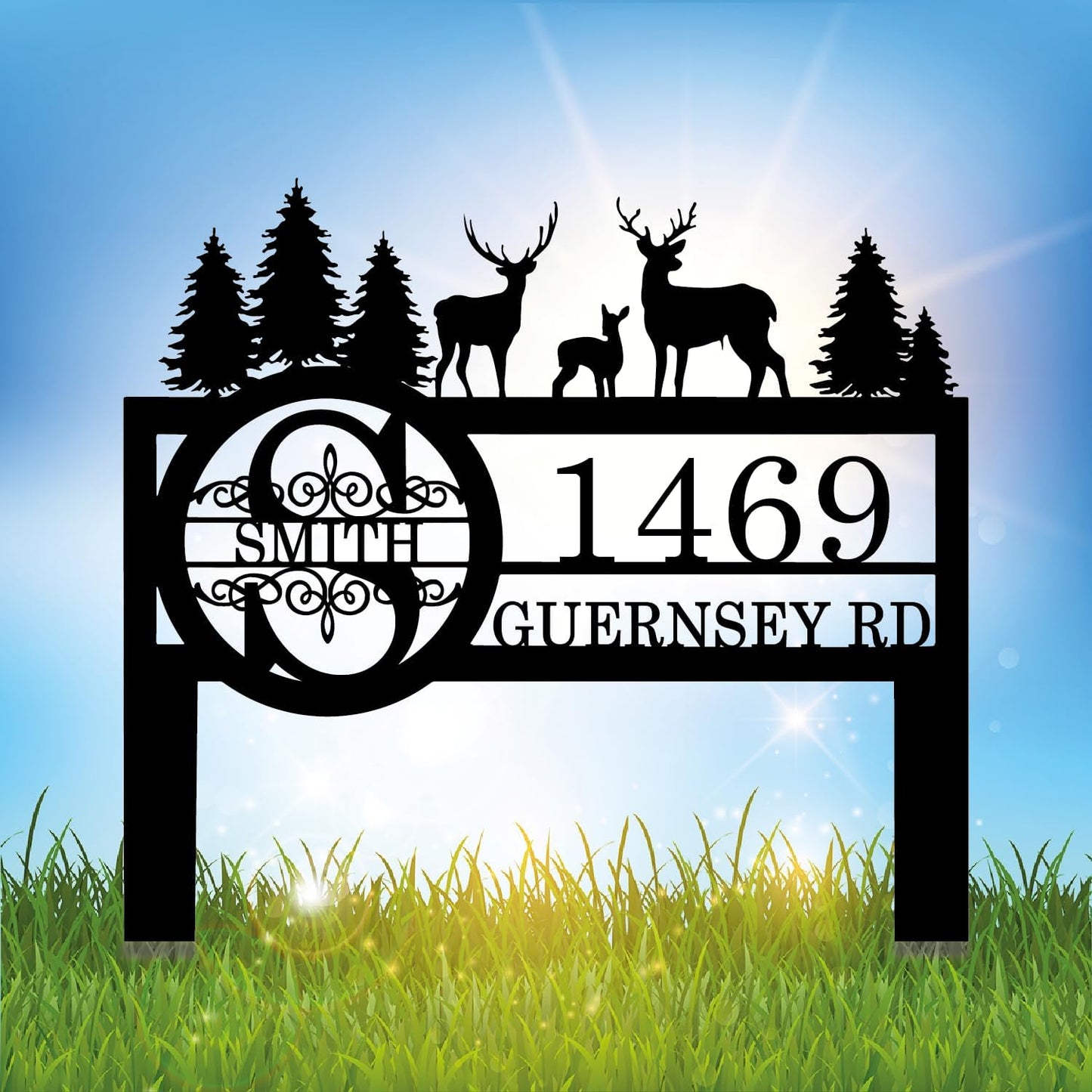Personalized Deer Wildlife Decor for Your Garden Address Sign