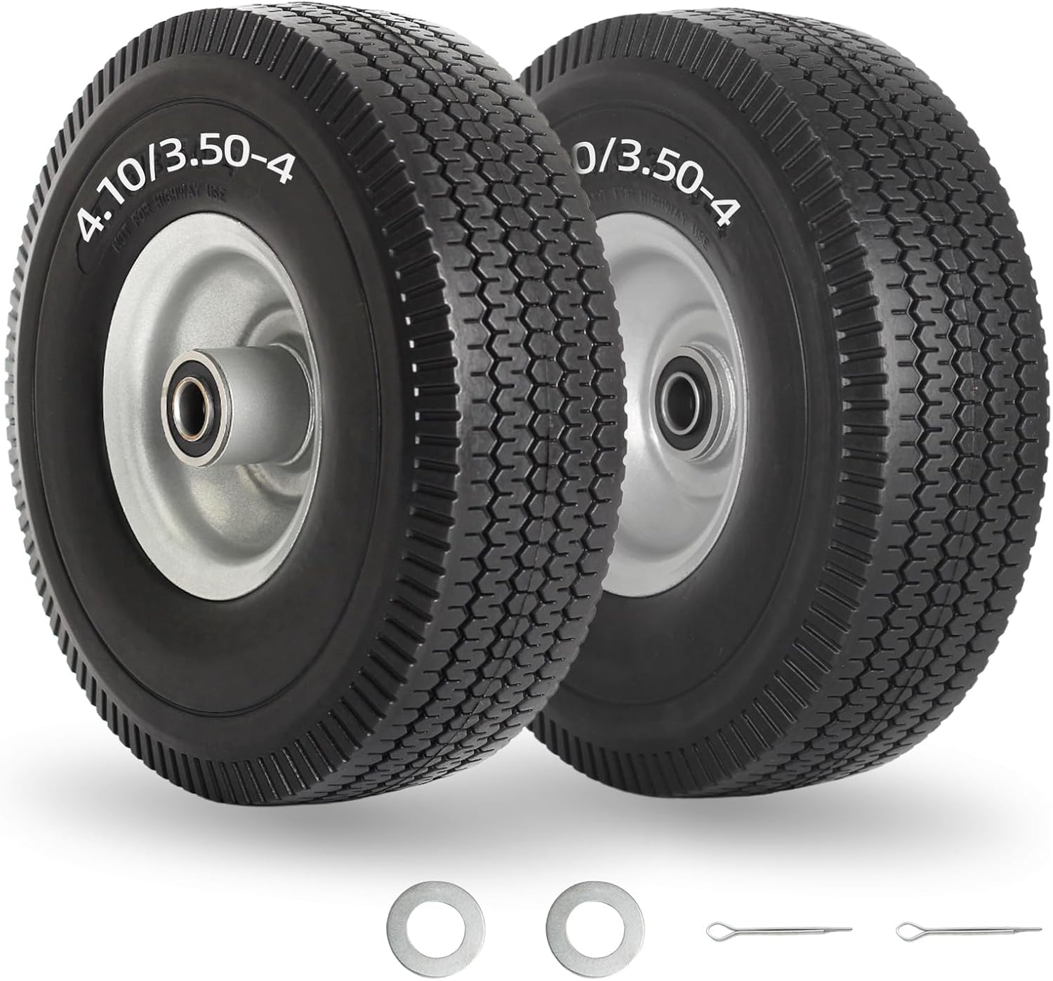 4.10/3.50-4 Flat Free Tire and Wheel for Garden Carts