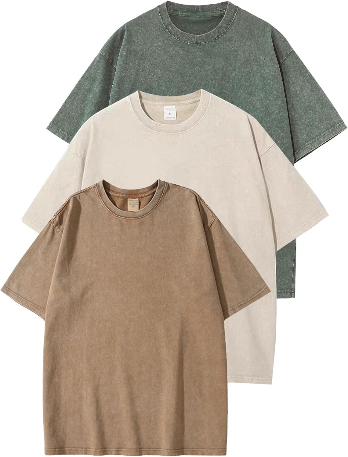 Flygo 3 Pack Men Oversized T Shirts for Casual Streetwear