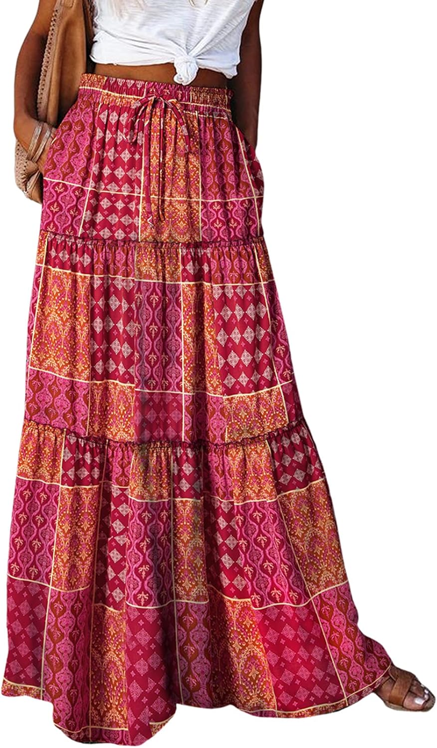 Boho Floral Print Maxi Skirt for Women - Elegant and Trendy