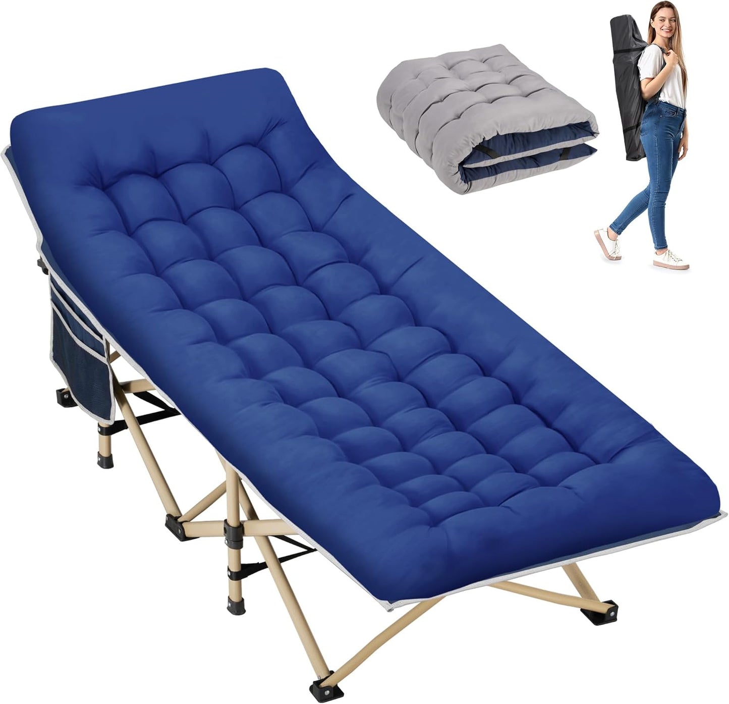 Folding Camping Cot for Sleeping - Portable Heavy Duty Bed