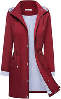 Rain Coats for Women Waterproof Windbreaker Hooded Trench Coat